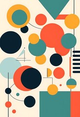Poster - Abstract Geometric Composition With Circles and Shapes