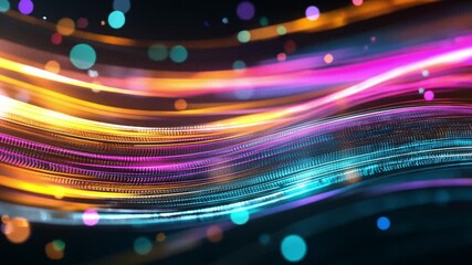 Poster - Vibrant abstract light waves create dynamic motion in colorful patterns with a mesmerizing effect