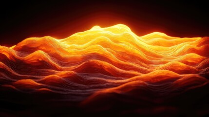 Fototapete - Abstract Digital Waves in Warm Orange and Yellow Tones