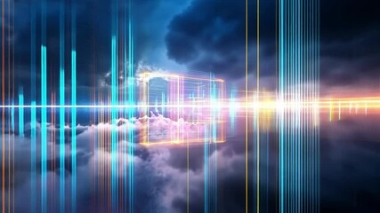 Fototapete - Dynamic visual representation of artificial intelligence technology in a futuristic landscape