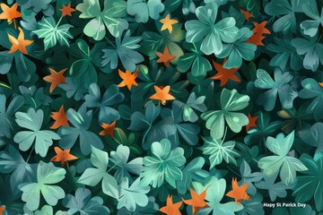 Wall Mural - emerald clover pattern: a captivating seamless pattern of teal and gold clovers, perfect for adding 