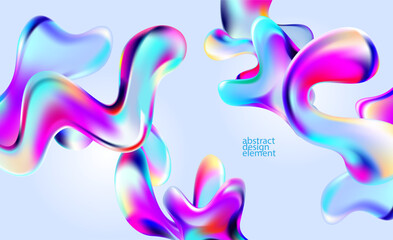 Wall Mural - abstract colorful background of glass iridescent shapes. elegant fluid wallpaper.