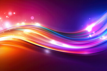 Poster - Colorful wave pattern with bright lights in a vibrant digital design background