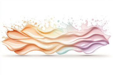 Poster - Colorful waves of creamy texture against a white background with splashes of liquid