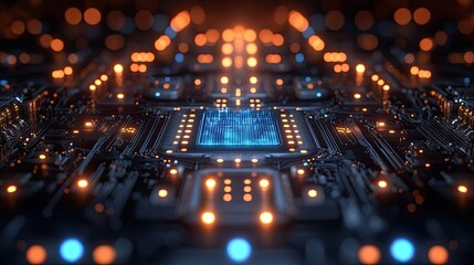 A vibrant digital landscape featuring flowing streams of binary code (ones and zeros) against a blurred,