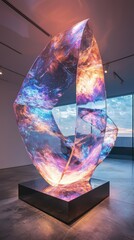 Fototapete - Interactive holographic sculpture exhibition modern art gallery art installation urban environment viewer perspective transformative experience