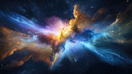 Poster - Dynamic streams of digital data flowing through abstract space gigapixel visualization cosmic environment immersive perspective