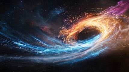 Fototapete - Dynamic flow of digital data streams in abstract space gigapixel visualization cosmic environment immersive concept