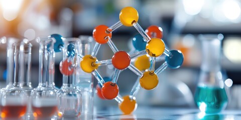 Poster - DNA structure models displayed on a laboratory table, emphasizing intricate details