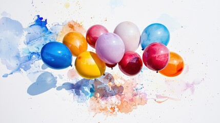 Poster - Joyful balloons floating in a whimsical abstract background artistic rendering vivid colors uplifting environment for photography