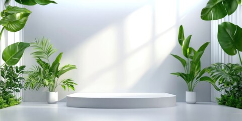 Leinwandbilder - Modern office space with energy-efficient design and greenery, highlighting technologys role in sustainable living, minimalist background