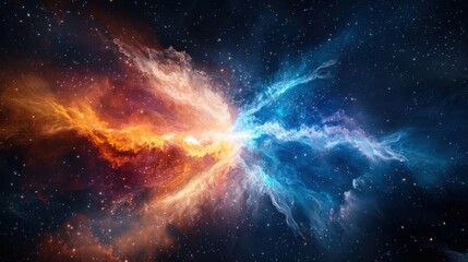 Fototapete - Dynamic flow of digital data cosmic space abstract visualization interstellar environment aerial viewpoint vibrant concept