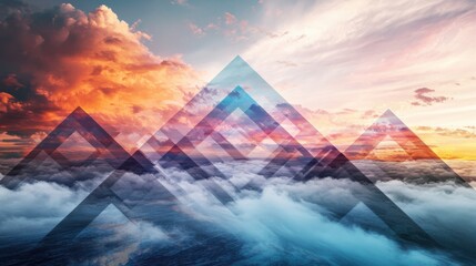 Poster - Creating an abstract digital landscape geometric shapes and vibrant colors in a stunning gigapixel environment