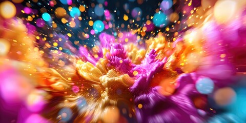 Poster - Vibrant Abstract Background with Colorful Bokeh and Fluid Shapes in Dynamic Motion, Perfect for Artistic and Creative Projects