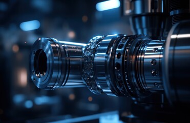 Poster - Close-up of Advanced Industrial Machine Part Highlighting Precision and Innovation in Modern Manufacturing Technology and Automation Processes