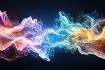 Fototapete - Visualize sound waves flowing through space digital space gigapixel artwork abstract environment dynamic viewpoint colorful patterns