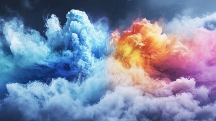 Poster - Flowing waves of color abstract digital landscape immersive visual experience canvas aerial view liquid paint concept
