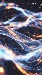 Fototapete - Illuminating holographic waves movement digital space visual gigapixel colorful environment abstract viewpoint mesmerizing concept