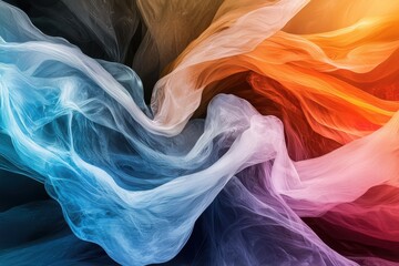 Poster - Swirling liquid forms abstract space digital artwork vivid gradients eye-level view colorful depth illusion for enhanced visual impact
