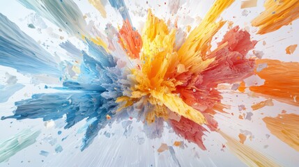 Poster - Dynamic color explosion abstract art digital creation vibrant environment energetic viewpoint abstract expressionism