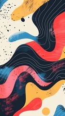 abstract vector bold shapes fluid lines organic patterns vibrant artistic background poster design