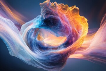 Fototapete - Liquid forms swirling together in a colorful dance abstract art digital creation smooth gradients deep illusion