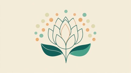 Poster - Elegant Minimalist Flower Design with Soft Color Palette and Shapes