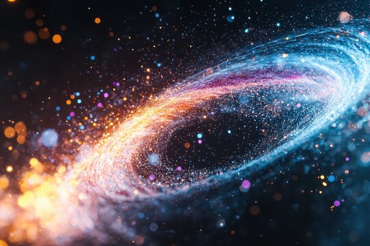 Dynamic visualization of data streams in abstract gigapixel space colorful particle movement digital art environment futuristic concept