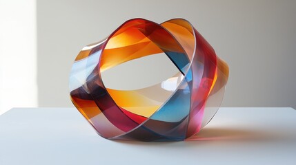 Poster - Exploring a captivating abstract sculpture of geometric shapes and vibrant colors in a modern art gallery gigapixel perspective