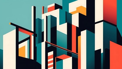 Poster - Abstract Geometric Cityscape Architectural Design