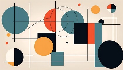 Poster - Abstract Geometric Composition with Circles and Squares