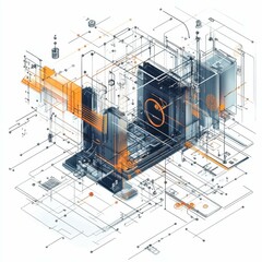 Poster - Abstract Digital Concept of Technology in Geometric Design Diagram
