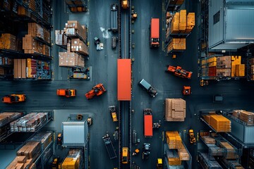 Poster - Aerial panoramic view of a bustling logistics hub