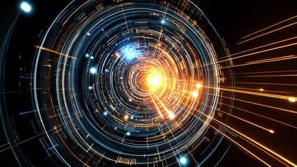 Poster - Dynamic visual of swirling light and energy patterns in a cosmic landscape