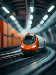Poster - Automated Hyperloop Cargo Logistics System Transporting Goods at Ultra High Speeds through Glowing Futuristic Tunnels