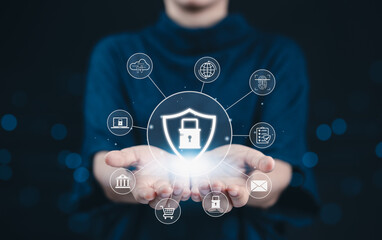 cybersecurity shield digital protection concept. cyber security representing digital security, with 