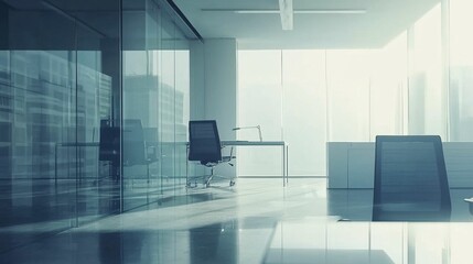 Poster - Bright Modern Office Space with Minimalist Design and Clear Windows