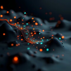 Aufkleber - Captivating Digital Tapestry Cascading lines of binary code and algorithmic forms dance across a dark moody backdrop capturing the spirit of the digital revolution