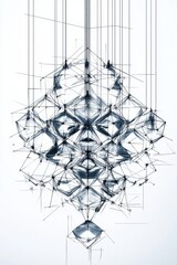 Wall Mural - Intricate geometric sketch of a futuristic contemporary chandelier with fine details