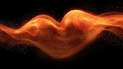 Poster - Abstract Orange Wave Of Light And Particles