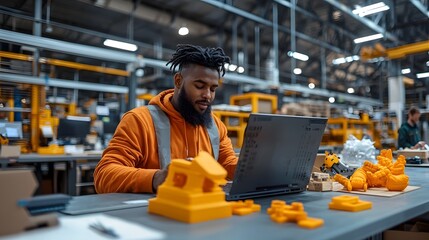 Poster - Diverse workforce from various backgrounds and ethnicities working together seamlessly in a modern bustling logistics warehouse setting  Employees collaborating communicating