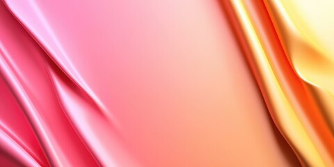 Poster - Elegant Flowing Fabric Background with Smooth Texture in Shades of Pink, Red and Yellow for Creative Design and Artistic Projects