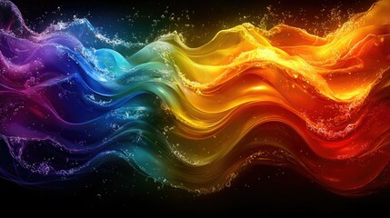 Poster - Rainbow Liquid Waves Abstract Art Design