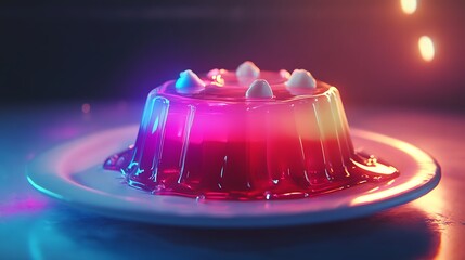 Wall Mural - A simple hologram gelatin dessert colored by lights