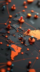 Poster - Interconnected global shipping routes and trade flows visualized in a neon holographic interface showcasing the complex network of logistics and distribution that powers the modern world economy