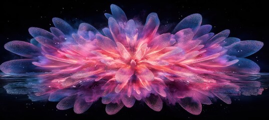 Poster - Vibrant Abstract Design with Colorful Swirls and Wispy Patterns Reflecting in Dark Water, Creating a Dreamlike Atmosphere for Artistic Imagery