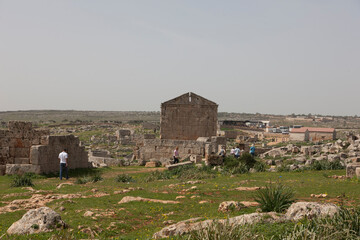 Wall Mural - Syria ruins of Serjila on a cloudy spring day