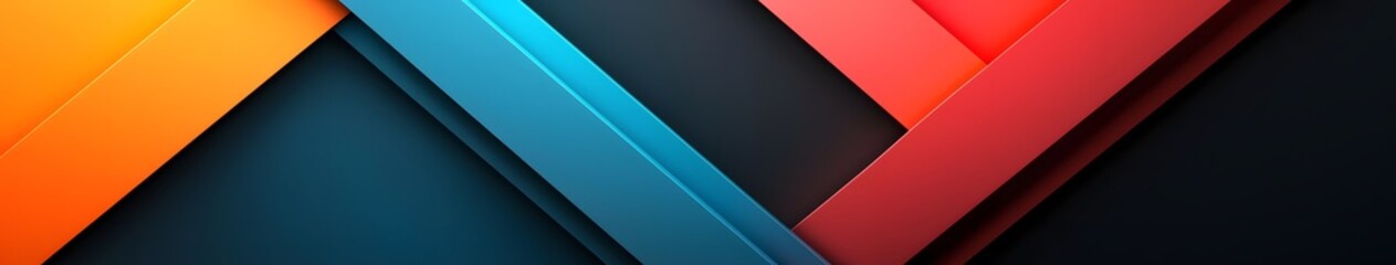 Fototapete - Mesmerizing abstract digital featuring vibrant neon geometric shapes symmetrically positioned on a contrasting deep black background