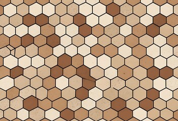 Aufkleber - Abstract Hexagonal Pattern in Brown and Beige Tones