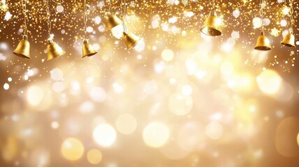 Poster - golden christmas particles and sprinkles for a holiday celebration like new year. shiny bokeh lights. wallpaper background